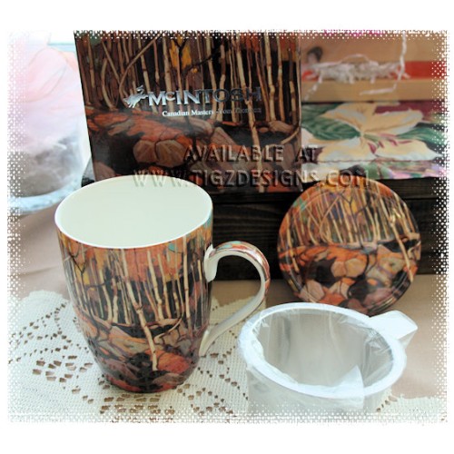 McIntosh Fine Bone China - Thomson Birch Grove Tea Mug w/infuser & Lid